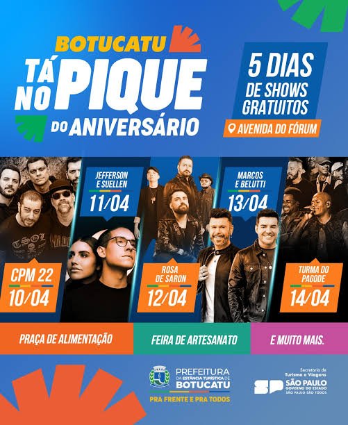 Botucatu Tá No Pique para as noites de shows no Aniversário