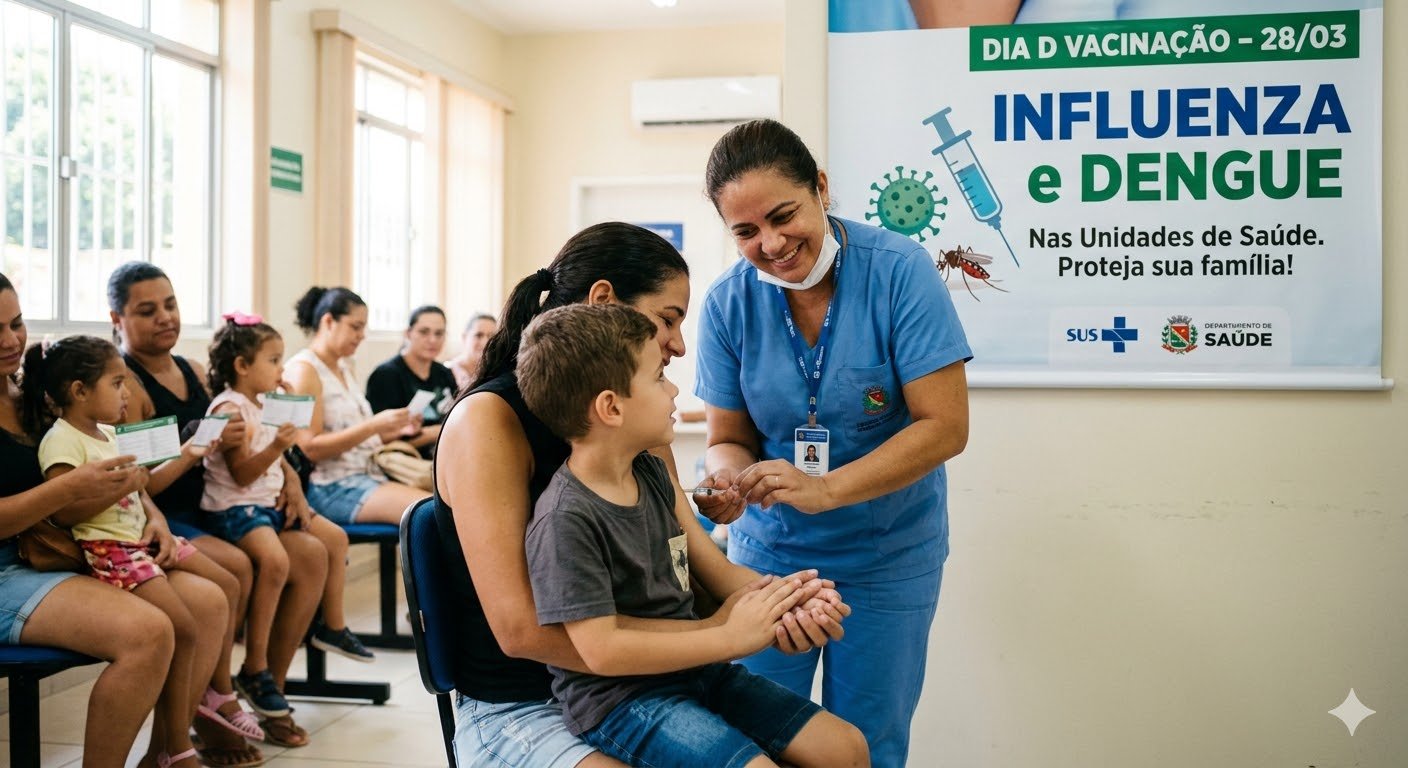 Campanha especial de vacinação contra gripe e dengue acontece neste sábado (28)