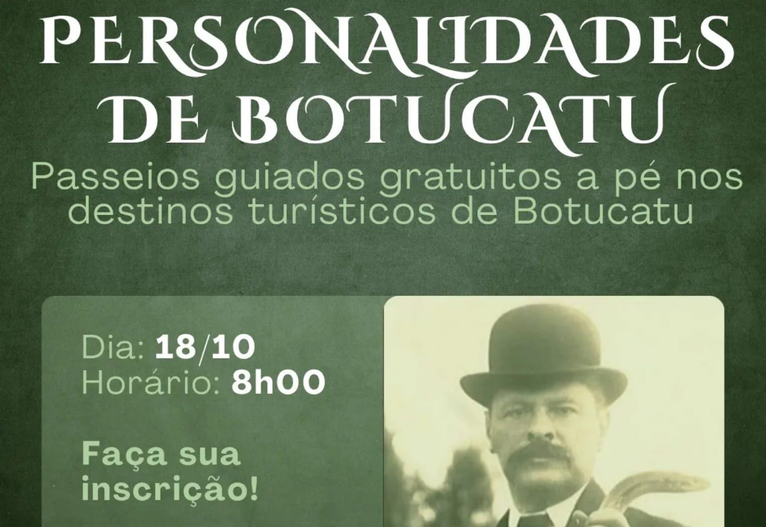 📰 PASSEIO GUIADO EM BOTUCATU VAI RESGATAR HISTÓRIAS E PERSONALIDADES QUE MARCARAM A CIDADE